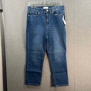 Encore by Idina Menzel Regular High Waisted Crop Jeans Indigo Medium Wash 10